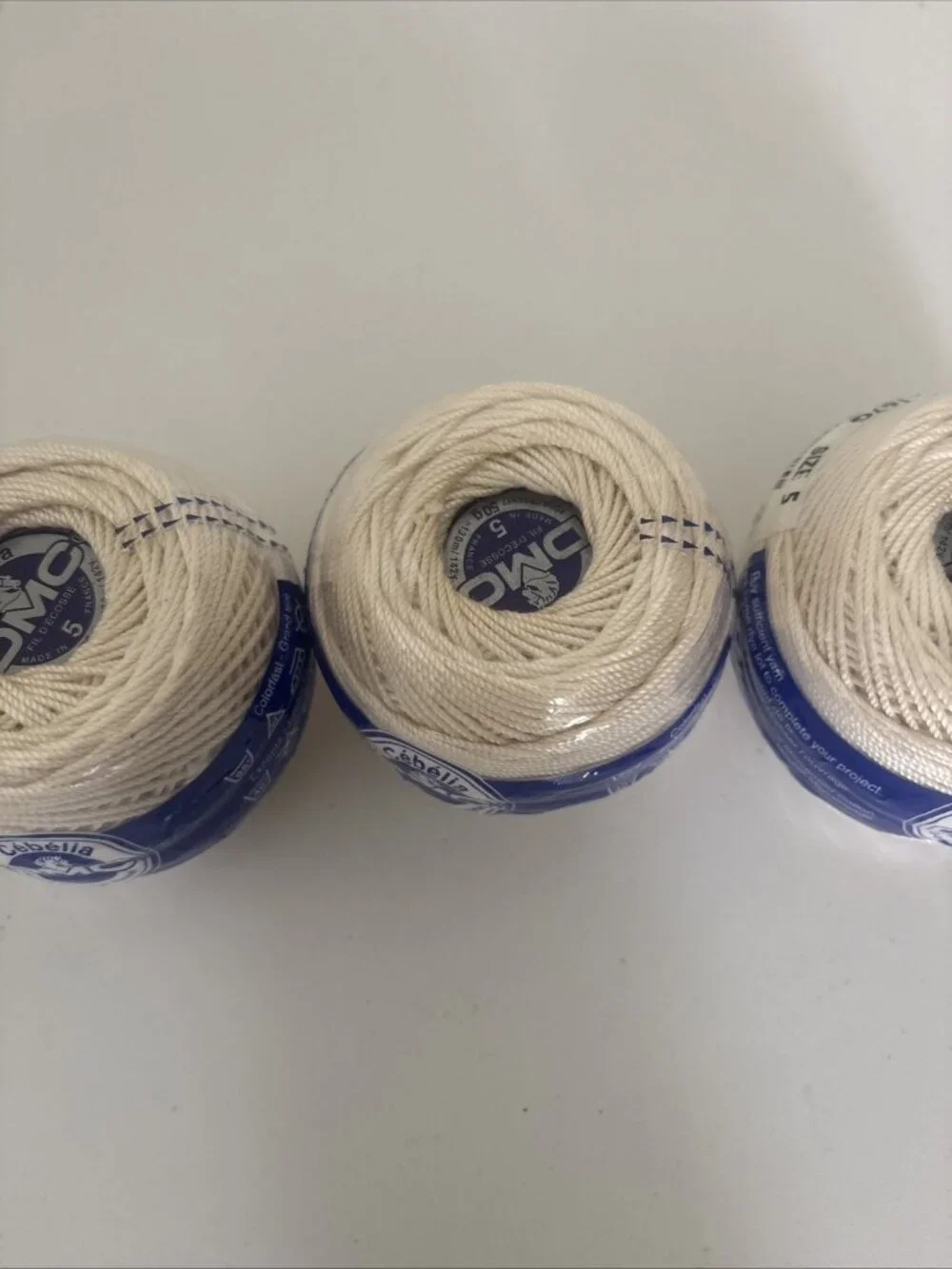 3x DMC Cebelia 3 cord Crochet Thread Color ECRU Size 5, 142 yds